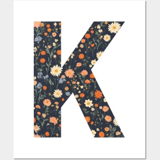 A vintage flower pattern filling the letter K Posters and Art